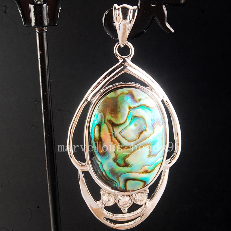 Бесплатная доставка, красивая бижутерия, 28x48 мм, Новая Зеландия, аблон, ракушки, искусство, для женщин и мужчин, подвеска из бисера, 1 шт., PC4205