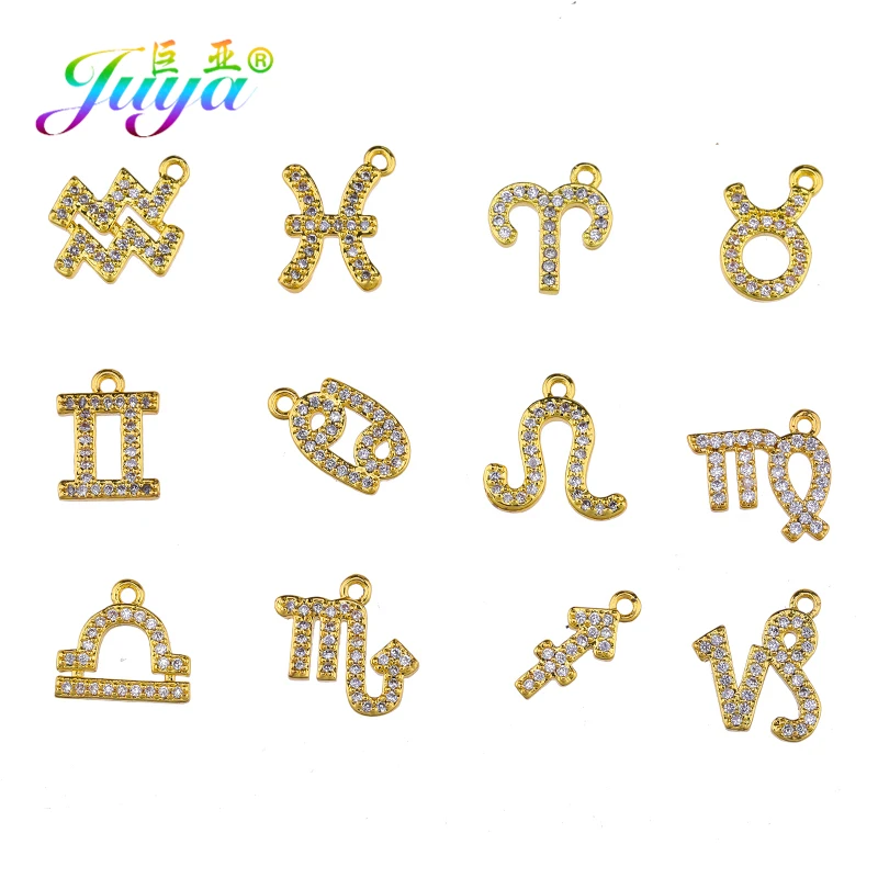 Juya DIY золото/серебро 12 Знак зодиака, Созвездие Подвеска Аксессуары Подвески для женщин браслет ожерелье серьги изготовление ювелирных изделий
