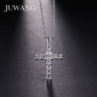juwang wholesale sliver color cross pendant necklace religious rhinestone necklace jewelry for woman men fashion jewelry