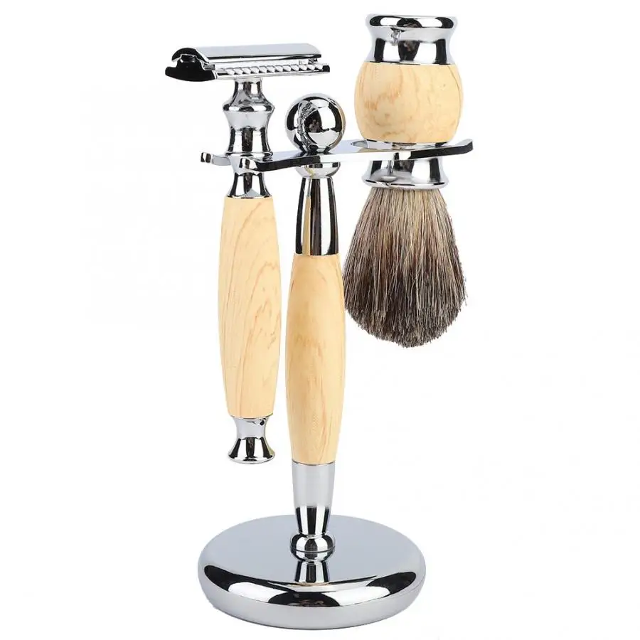 3 In1 классический набор ретро-бритва щетка для бритья подставка бритвы держатель