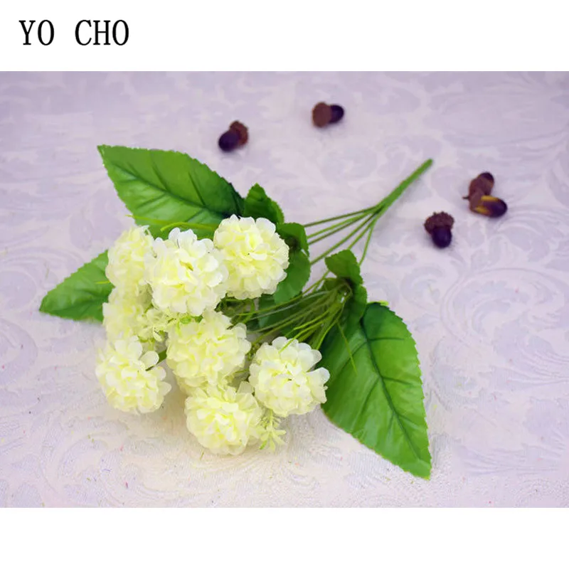 YO CHO Искусственные цветы 9 головок белая Гортензия тканевый букет высокое