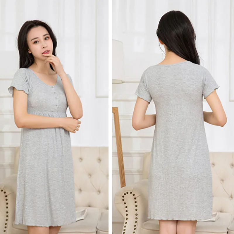 Summer Pregnancy Nursing Pajamas Cotton Maternity Nightgown Soft Pregnant Nursing Sleepwear Maternity Nightwear Pregnant Robe