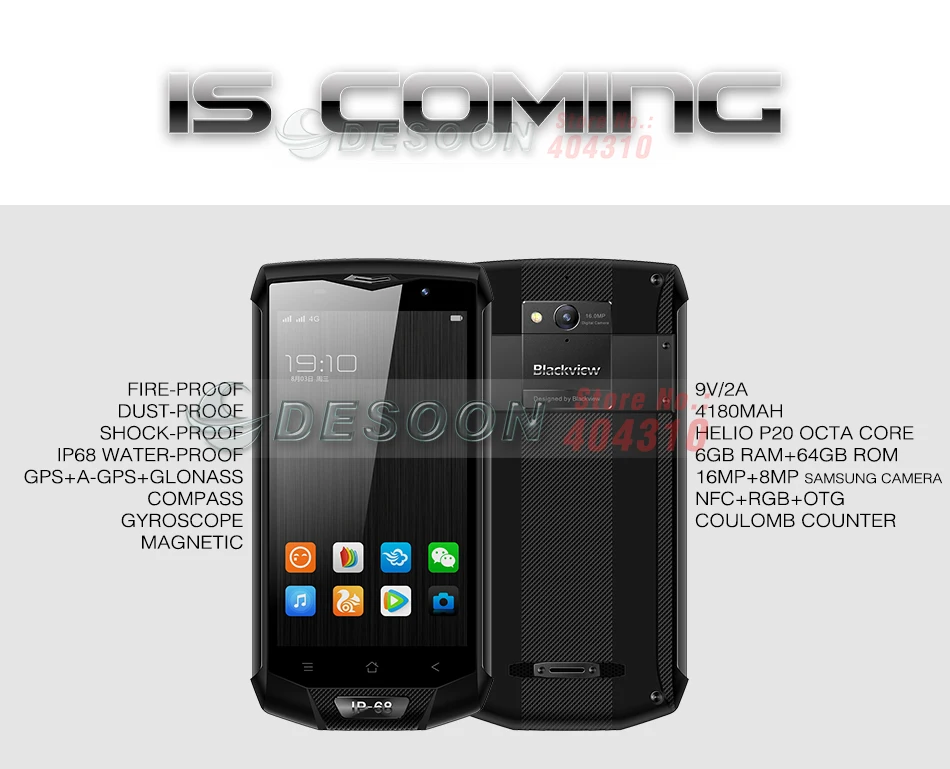 Blackview BV8000 Pro, смартфон, водонепроницаемый, IP68, 6 ГБ ОЗУ, 64 Гб ПЗУ, мобильный телефон FHD, MTK6757V, Android 7,0, 16 Мп, usb type-c кабель