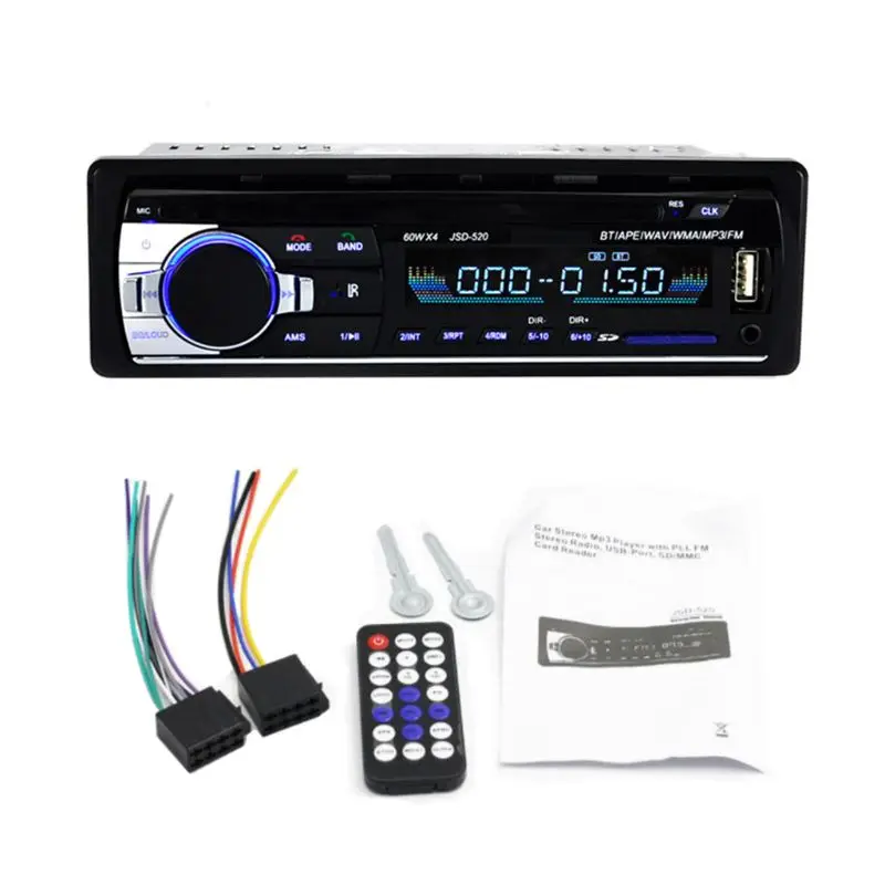 Free Ship 1 Set Bluetooth JSD-520 Autoradio DC 12V Car Radio Stereo Player Phone AUX-IN MP3 FM/USB/Radio Remote Control | Автомобили и
