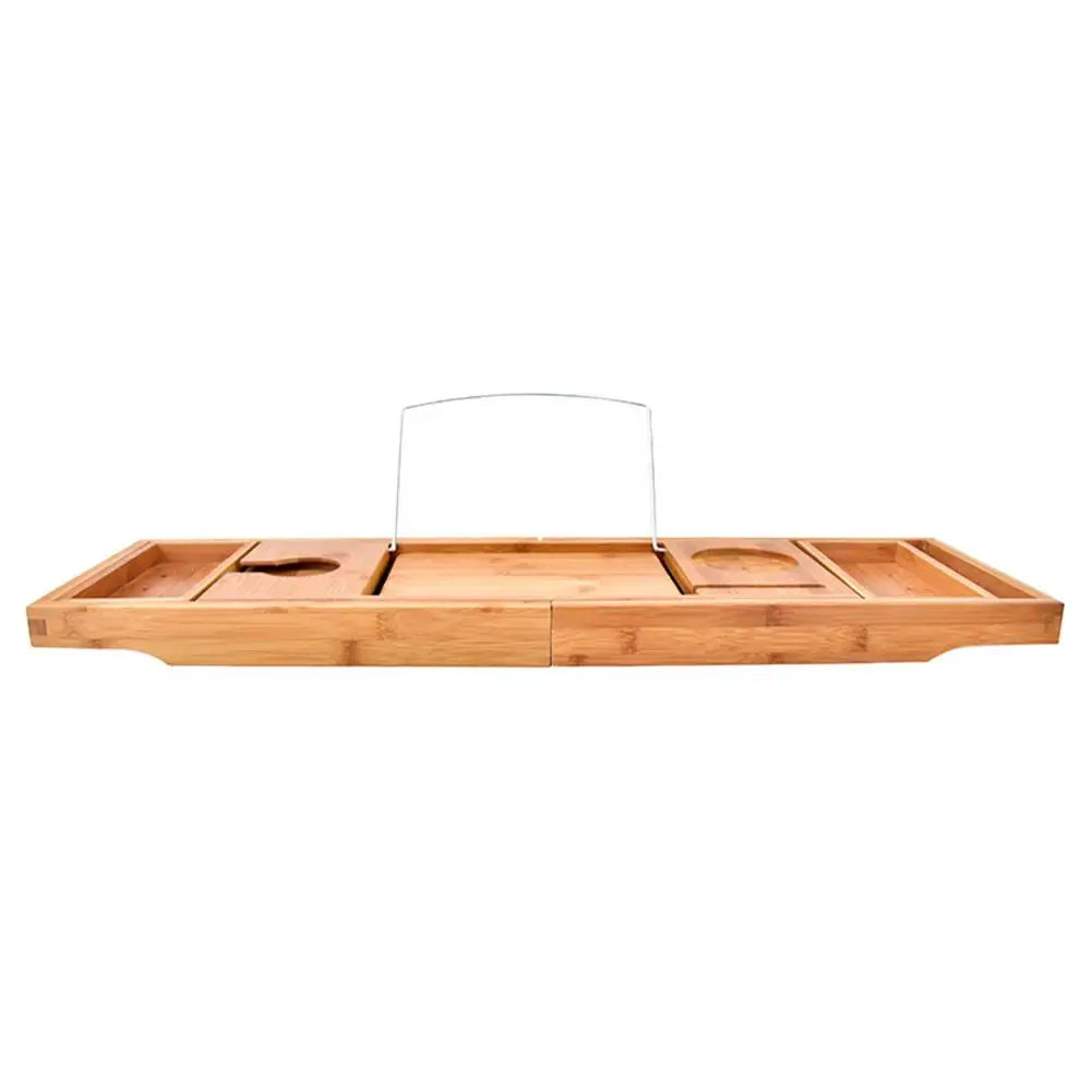 

Bamboo Retractable Bathtub Rack Multifunctional Mobile Phone Tablet Stand Holder Bathroom Bathtub Tray Organizer koupelna police