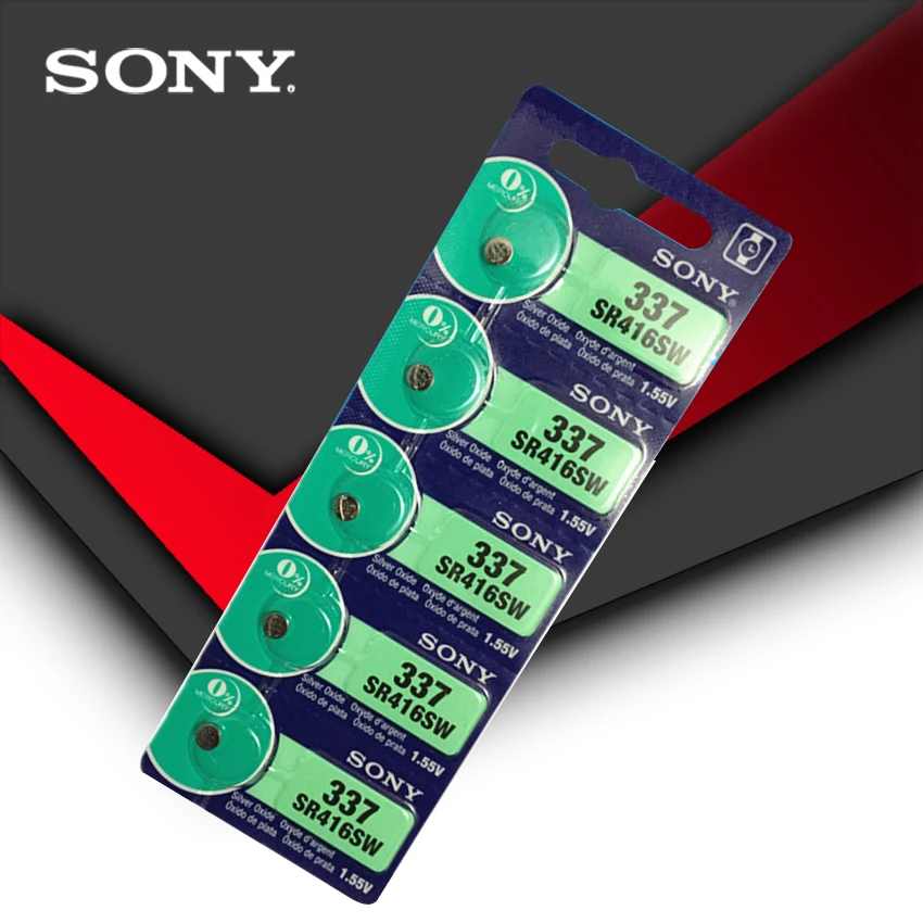 200 шт. sony 337 SR416SW 1,55 V оксида серебра часы Батарея SR416SW 337 кнопка плоский круглый аккумулятор Сделано в Японии