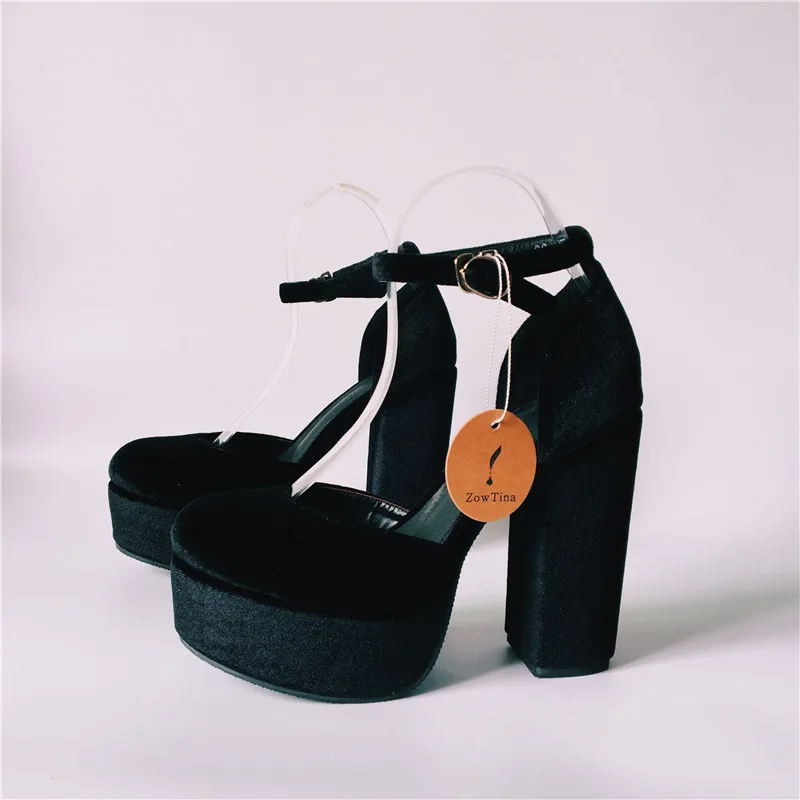 Туфли лодочки женские на платформе и высоком массивном каблуке 10 см|ankle strap