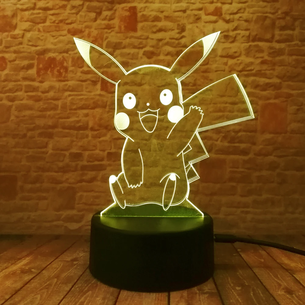 3D светодиодный карманный аниме Pocket Monsters Pikachu Pokemon Go фигурка ночник настольная