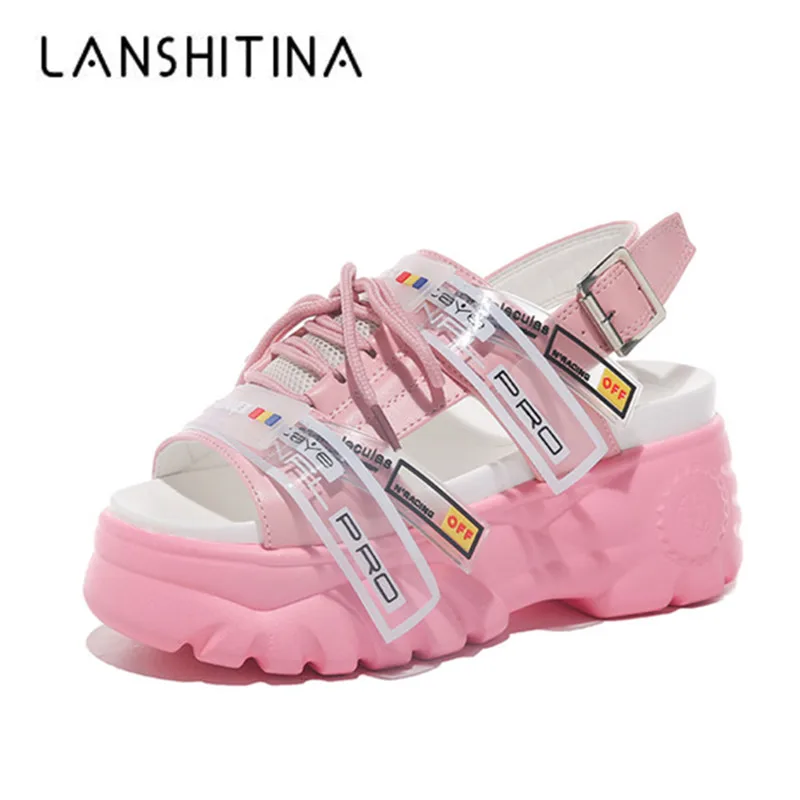 Женские сандалии гладиаторы на танкетке повседневные пляжные шлепанцы толстой