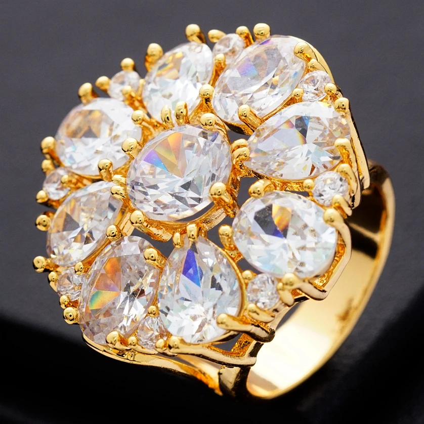 Yunkingdom сверкающие ювелирные изделия большие золотые кольца для женщин влюбленных