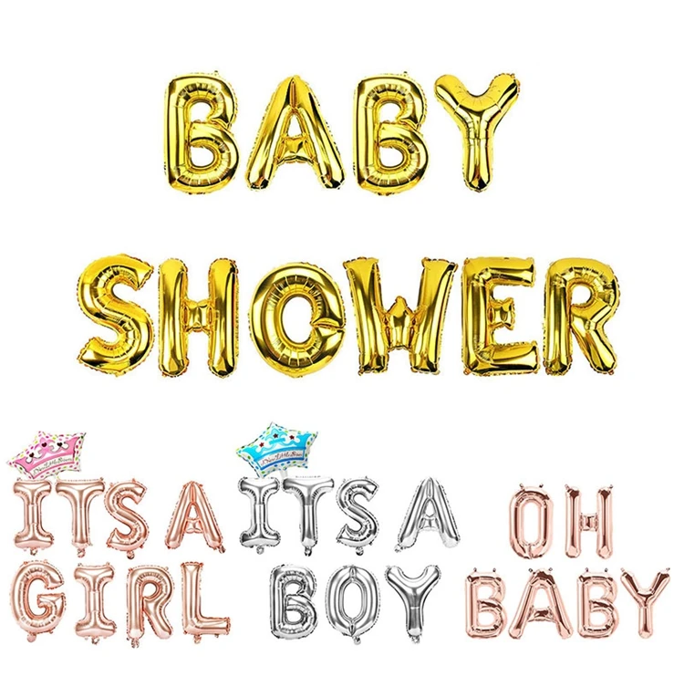 16 дюймов Baby Shower Фольга воздушные шары BabyShower вечерние украшения его для мальчиков и девочек с изображением слона Пол раскрыть игры с надписью Oh Baby столовых принадлежностей