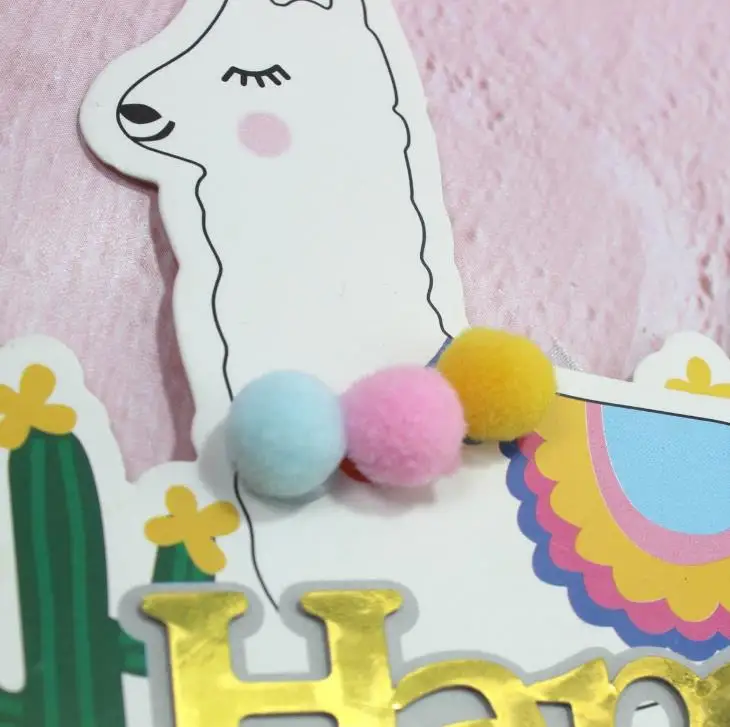 5 шт./компл. Мультяшные животные альпака лама кактус с днем рождения один торт Toppers