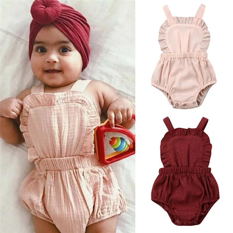 Хлопковый комбинезон для новорожденных девочек Одежда маленьких без рукавов с