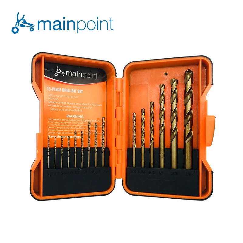 Mainpoint HSS сверла 15 шт. SAE высокого Скорость Сталь Металлообработка 1/16 &quot 3/8&quot