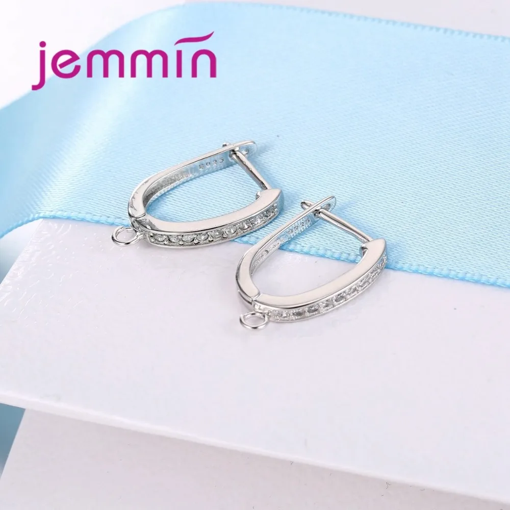 Brand Geometric U Shape Fine Jewelry Findings Earring Components 925 Sterling Silver Crystal Hoop Earrings DIY Accessory | Украшения и