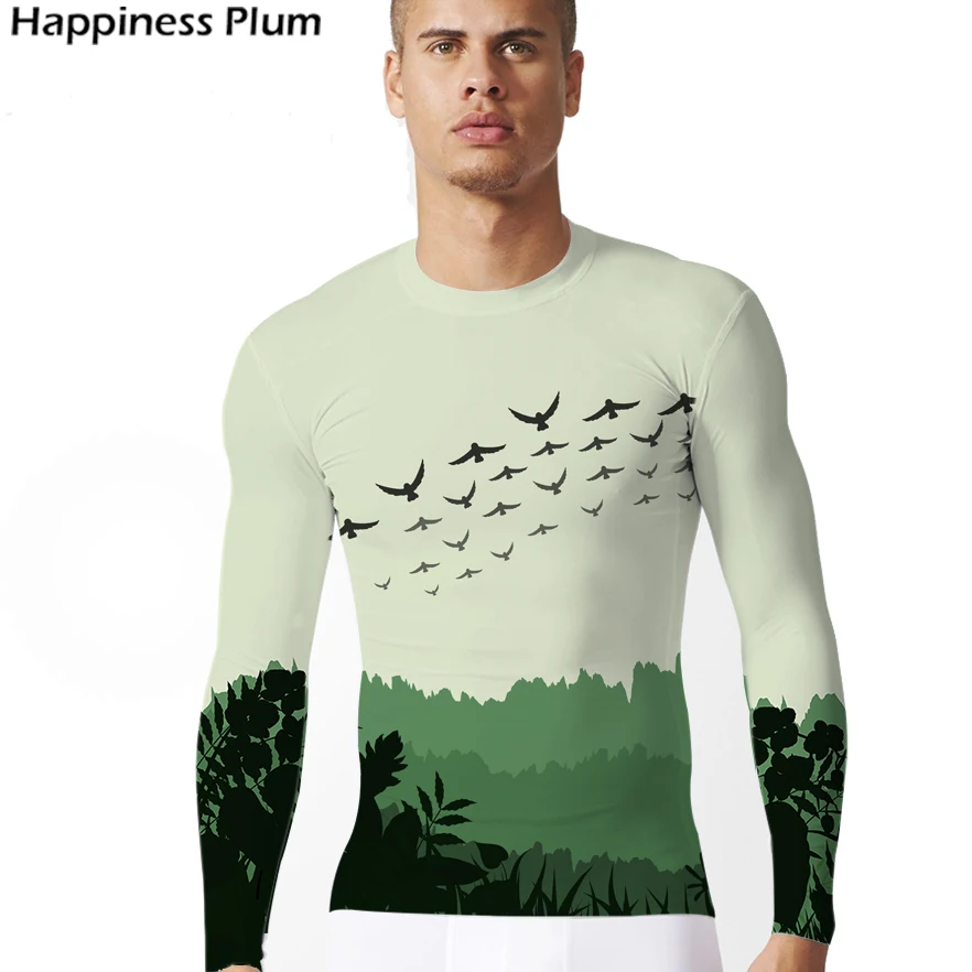 Футболка с рисунком птицы KYKU летняя футболка длинным рукавом для мужчин|Мужские