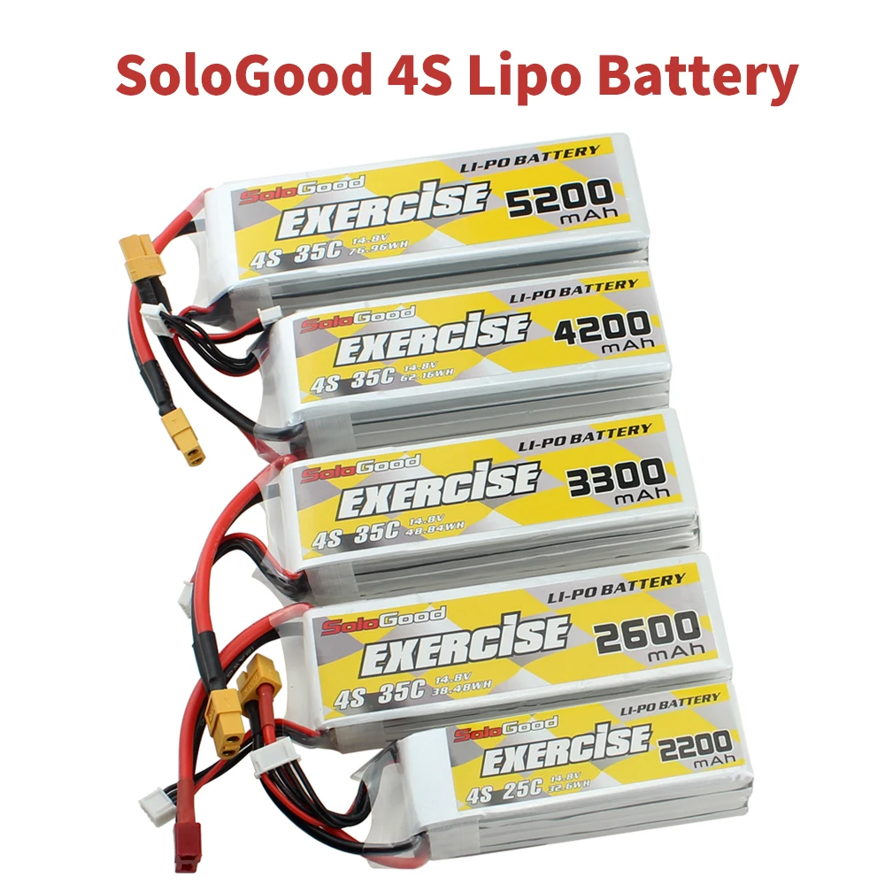 SoloGood 4S Lipo батарея 14 8 V 2200mAh 25C 2600mAh 3300mAh 4200mAh 5200mAh 35C XT60 T вилка|Детали и аксессуары| |