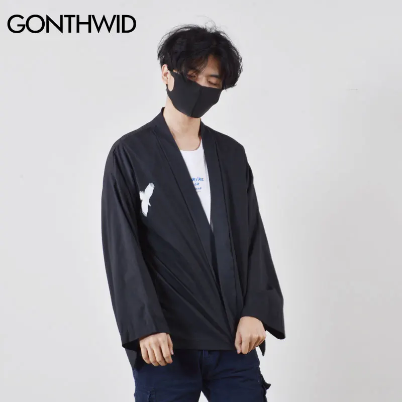 Мужской кардиган с длинным рукавом GONTHWID летняя повседневная Уличная одежда в