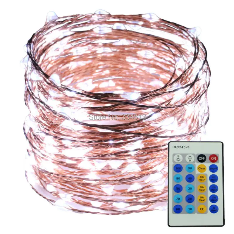 12 м 40 футов 240LED струнные Огни Медный провод Звездные гирлянды Рождественские Свадебные уличные садовые фонари с пультом дистанционного управления
