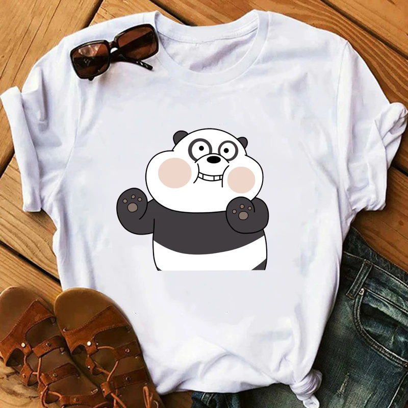 Kawaii футболка с рисунком голых медведей белая футболка для девочек Женский счастливый топ с коротким рукавом повседневные модные футболки - Цвет: 10