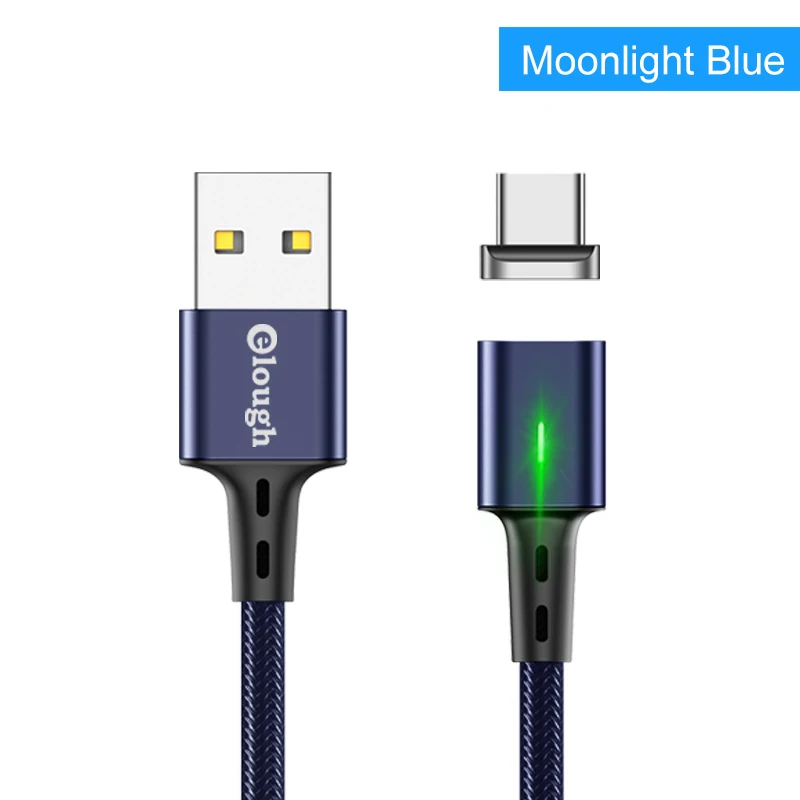 Blue Cable Elough 3 в 1 Магнитный заряд для iphone xs max xr x 8 7 плюс 6 5 6 S тип с кабель микро USB кабель телефон светодиодный магнит провод зарядного устройства - Цвет: Blue Cable