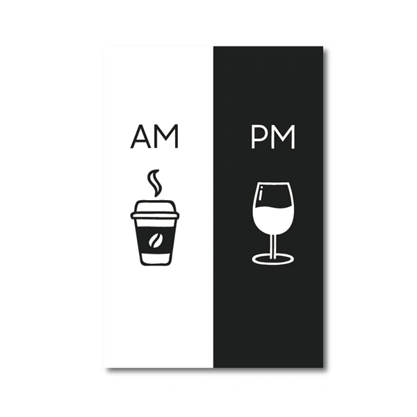 PH5416 Am coffee PM винный знак Печать кухонный плакат домашний настенный художественный Декор кофе и вино Художественная Картина на холсте Настенная картина украшение - Цвет: PH5416