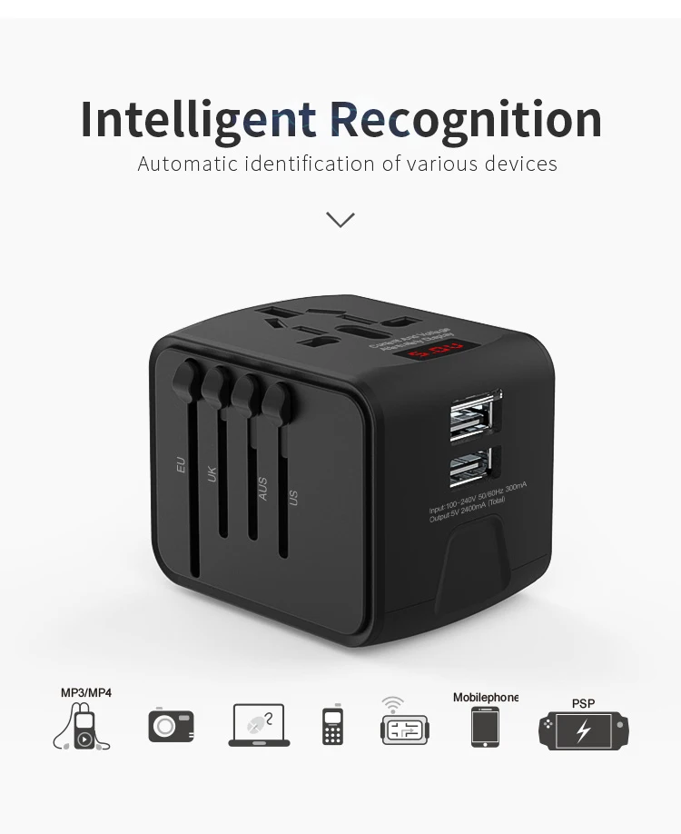 Сетевое зарядное устройство с 4 USB-портами для Великобритании ЕС Австралии Азии