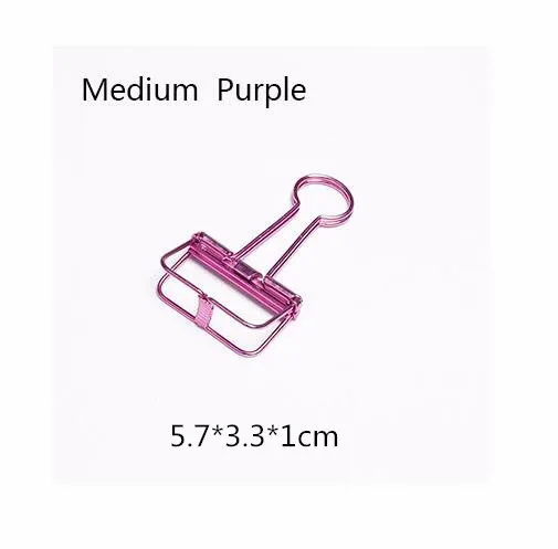 5pcs meduim Purple 12 шт./компл. 8 цветов милые Kawaii металлическая для бумаги зажимы скобы Офисные школьные принадлежности зажимы фото сообщения билета файл хранения - Цвет: 5pcs meduim Purple