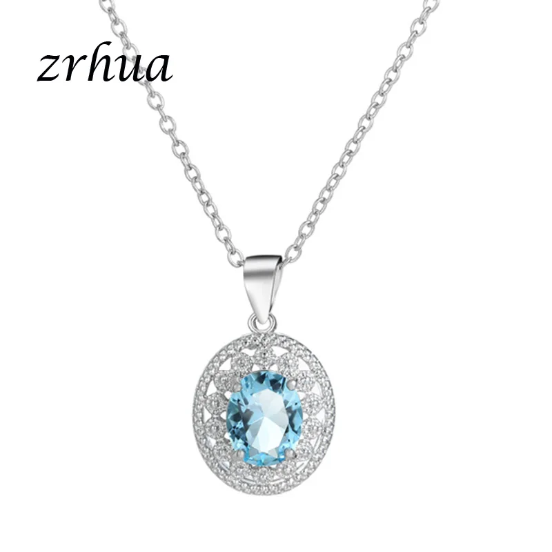 ZRHUA оптовая продажа ожерелье серебряного цвета с кулоном для женщин большим