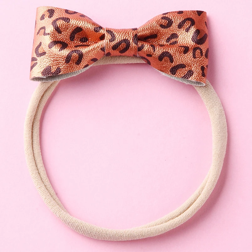 

36pc/lot Cute cheetah print Bows Nylon Headband Cute Leather Hair Bows with Nylon Headband,Children Kids Girls Hair Accessories