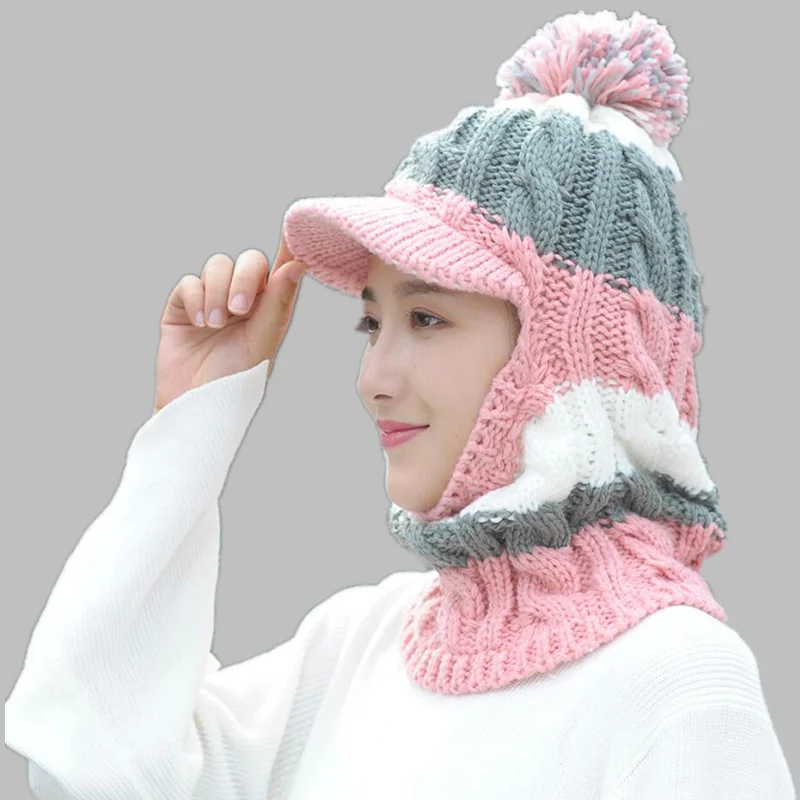 Новинка 2017 Балаклава зимняя женская шерстяная вязаная маска ниндзя теплая