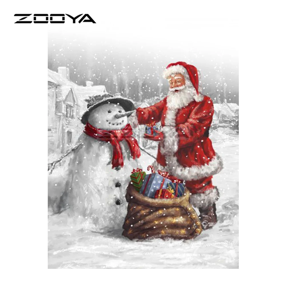 Алмазная вышивка ZOOYA 5D DIY алмазная живопись Санта Клаус и снеговик подарок