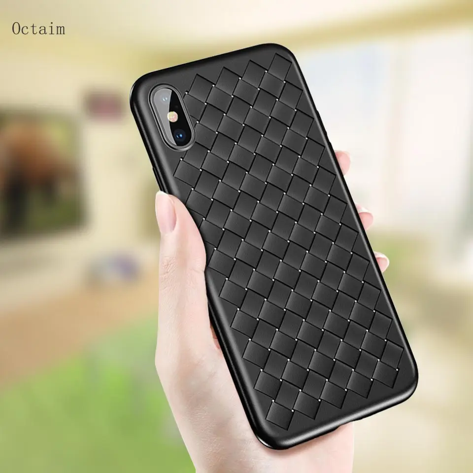 Soft Silicon Case For iPhone XS Max XR TPU Leather Grid Weaving Ultra Thin Dissipate Cover Apple X 8 7 6S 6 Plus |