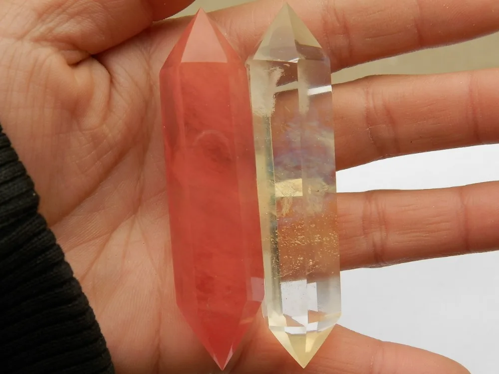 Красная желтая палочка с кристаллом кварца|crystal crack|crystal hair accessories wholesalecrystal vibrator |