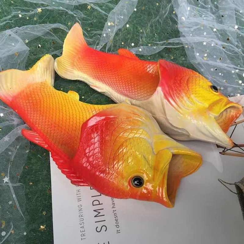Красный Fashion fish-Shaped female Drag Slippers flip-flops Summer Outdoor Couple Beach Slippers Breathable Unisex Beach Shoes - Цвет: Красный