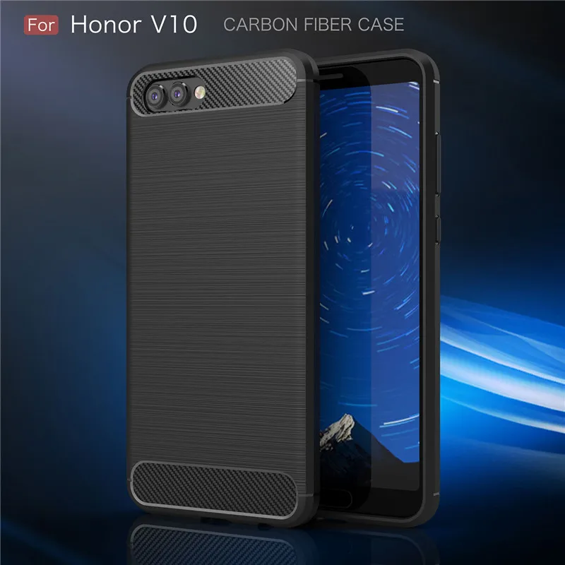Для Huawei Honor V10 Силиконовые Мягкие ТПУ Матовые чехлы из углеродного волокна для V9