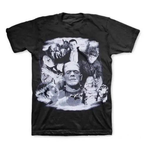 Универсальные Монстры коллаж футболка Франкенштейн Karloff Lugosi Дракула S-2XL летняя с