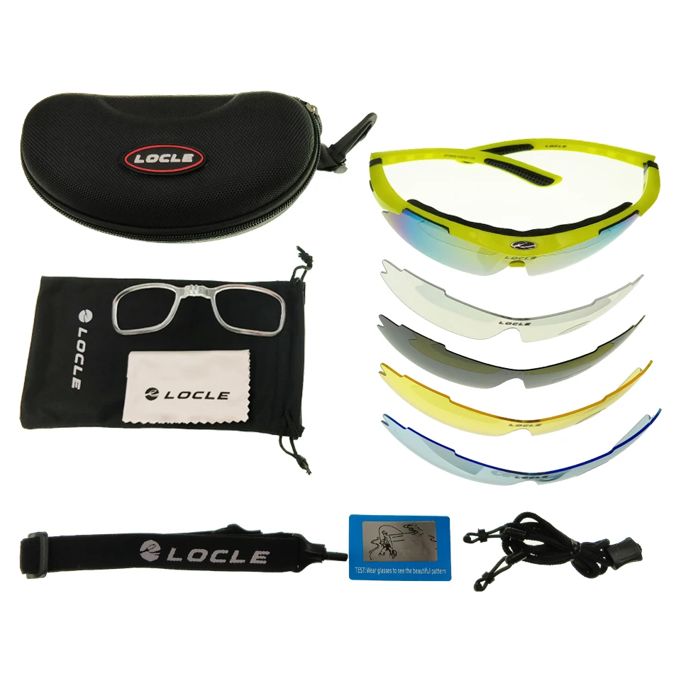 LOCLE Polarized Hiking Sunglasses Sports Glasses Myopia Cycling Bicycle Riding Eyewear UV400 Protect Camping Men Sun Glasses