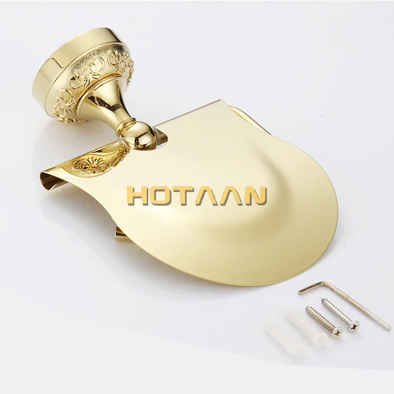 

Gold Toilet Paper Holder with Flower Carved Roll Holder Tissue Holder Bathroom Accessories Products Paper Hanger YT-12292