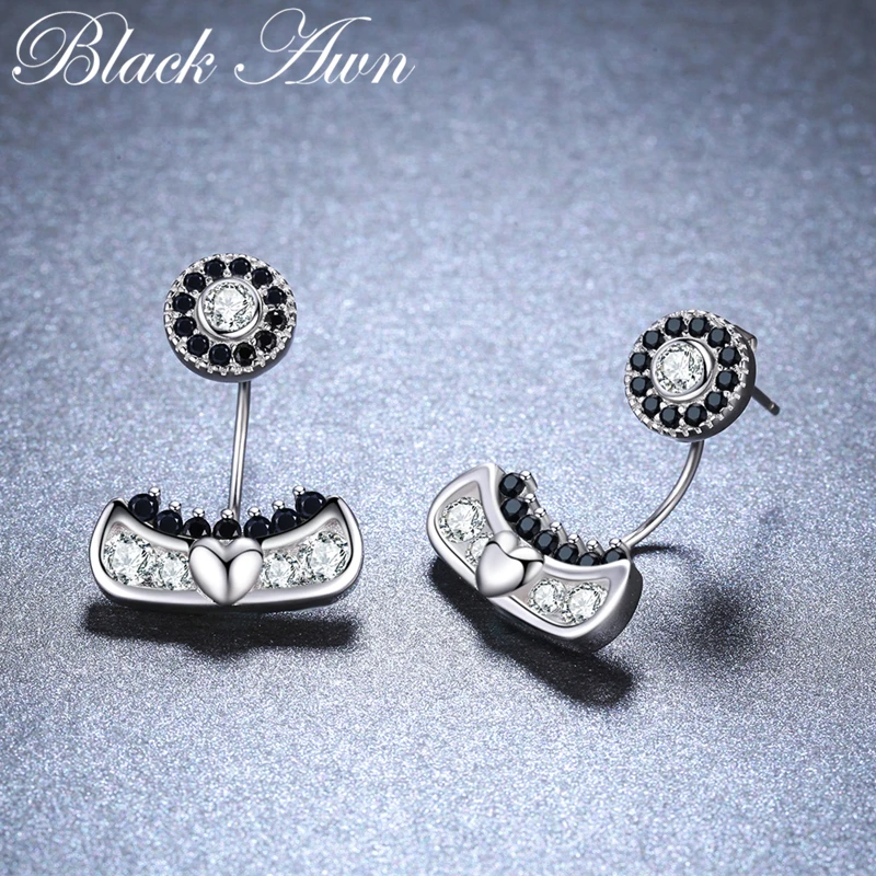 Orecchini Neo Gothic серебро 925 пробы Черный шпинель трендовые серьги для помолвки женщин
