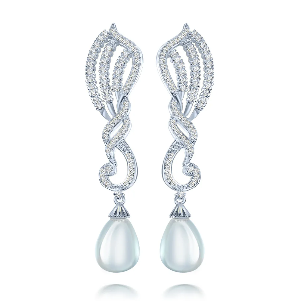 Wong Rain 100% 925 Sterling Silver Water Drop Pear Pearl Gemstone Long Dangle Hook Wedding Engagement Earrings Wholesale | Украшения и