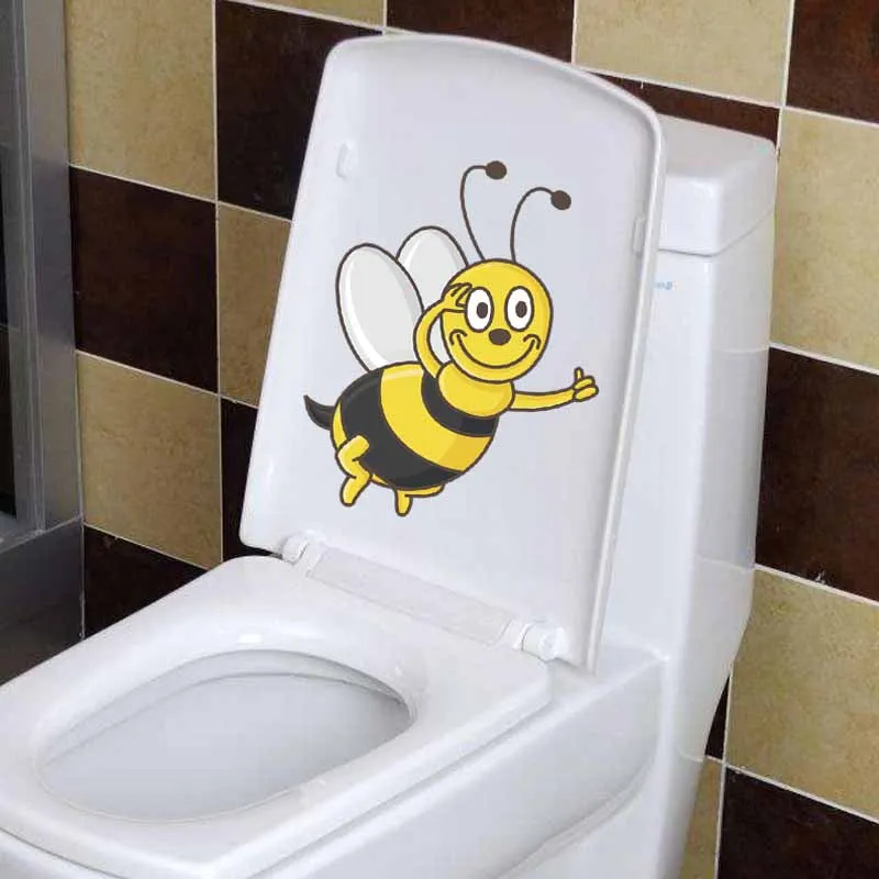 YOJA 18.1X22.9CM Cartoon Animal Pattern Home Decor Wall Decal Toilet Sticker Intereting Bee T5-0959 | Дом и сад