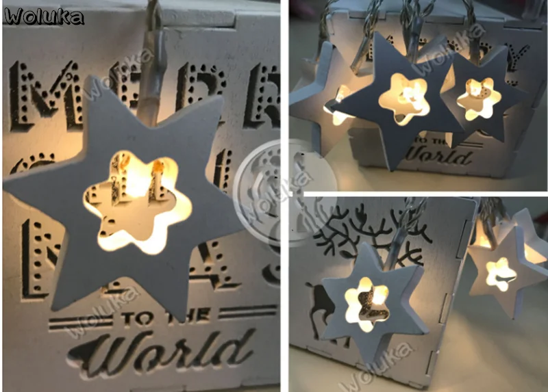 Светодиодные маленькие звезды кулон свет в форме строки рождество день дерево