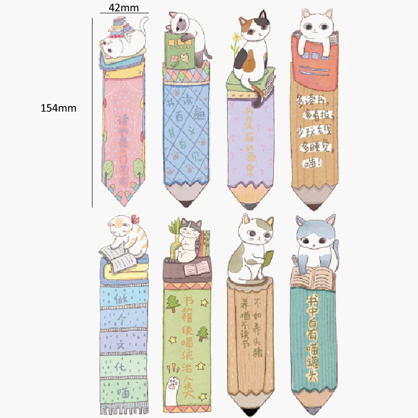30 шт./коркор. Kawaii кошка для чтения животное бумажная Закладка открытка сообщений