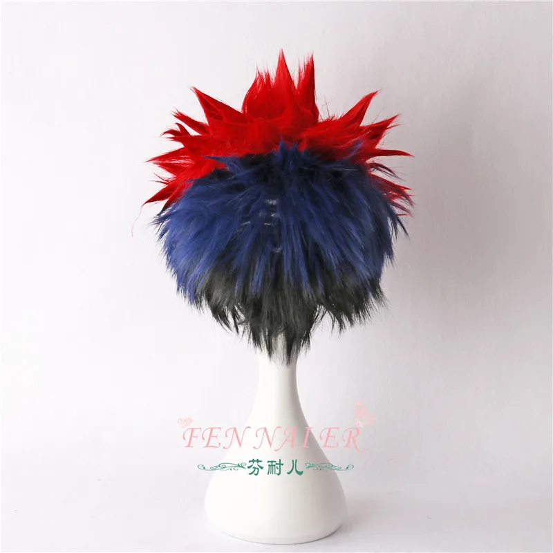 Tokyo Anime Shokugeki no Soma Yukihira soma cosplay wig mens red mix blue hair costumes | Тематическая одежда и униформа