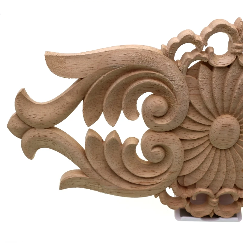RUNBAZEF Woodcarving European-style Applique Solid Wood Furniture Decorative Accessories Door Heart Flower Carved Long Pieces | Дом и сад