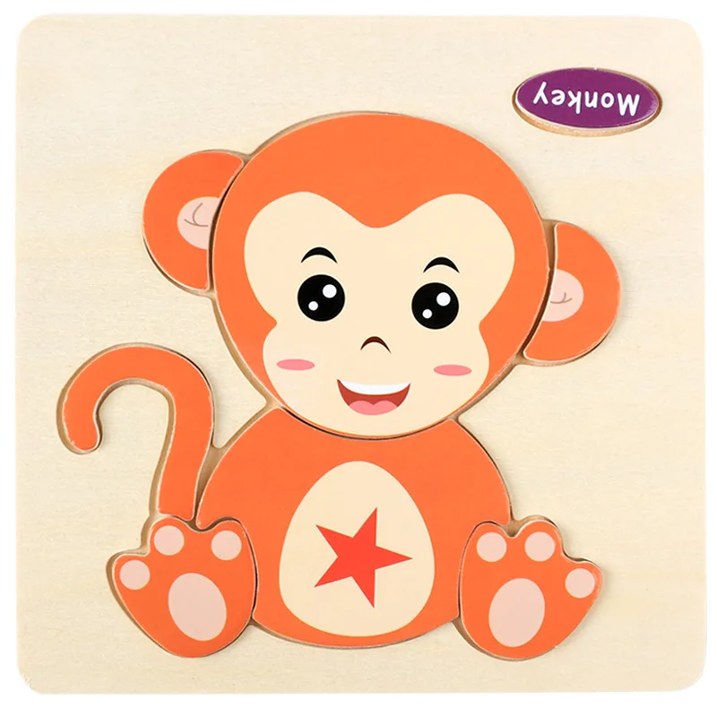 05 DDWE деревянные Мультяшные Пазлы игрушки 3d деревянные животные аниме детские игрушки безопасность Раннее Образование головоломки игрушки для детей Подарки - Цвет: 05
