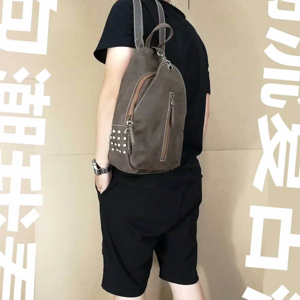 Рюкзак унисекс из натуральной кожи в стиле ретро|Мужские рюкзаки| |