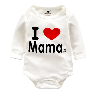 Brand Baby Boy Bodysuit Newborn White Long Sleeve Cotton Jumpsuit Infant I Love Mama Papa Costume Onesie |