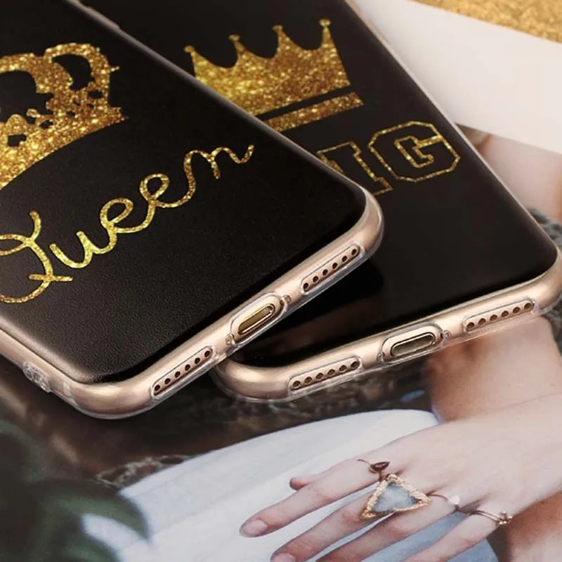 Чехол для iPhone X XR XS Max 6 7 8 плюс мода King queen пара чехол 5 5S SE samsung Galaxy S8 S9 |